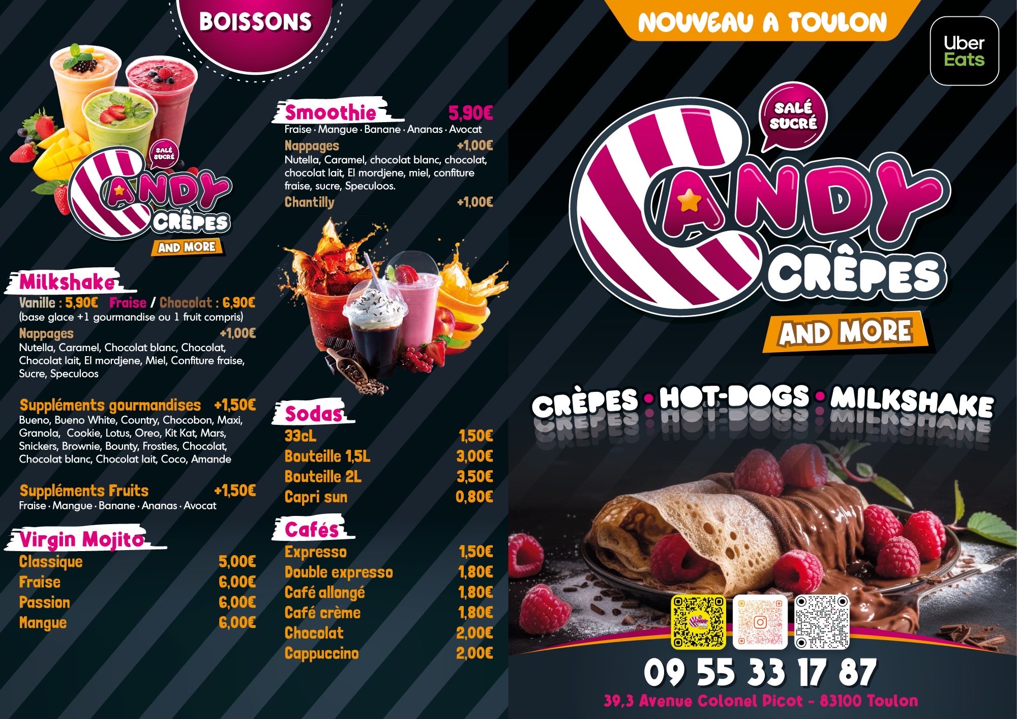 Menu Boissons et Milkshakes